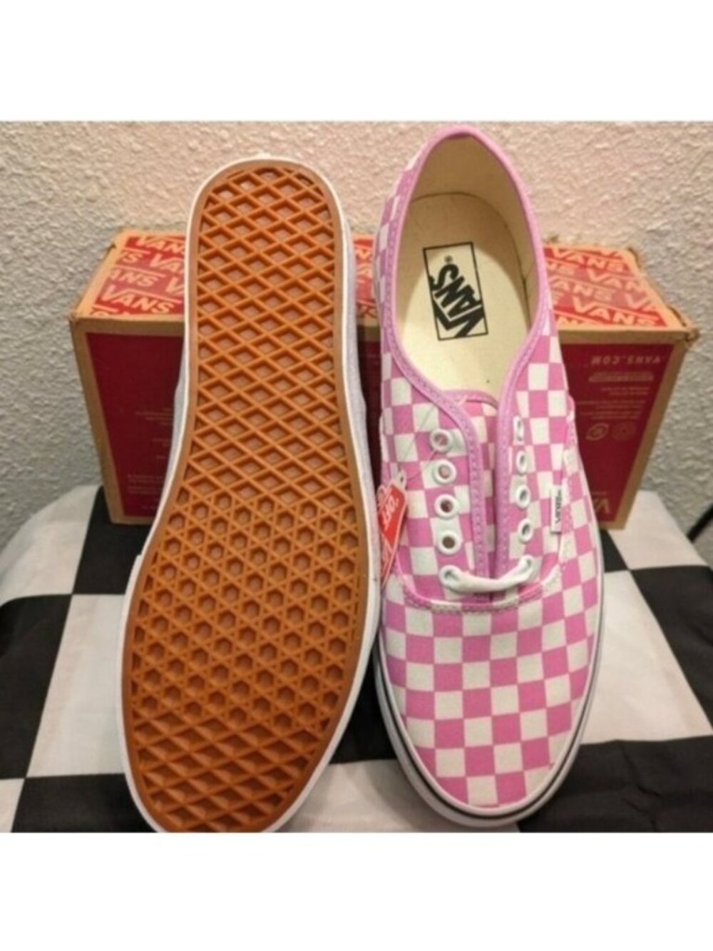 Vans Authentic Checkerboard Men Size 11.5 Orchid and White Pink 0826 - Picture 5 of 11